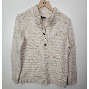 Talbots Women's Sz. M Confetti & Ivory 1/4 Snap Knit Sweater